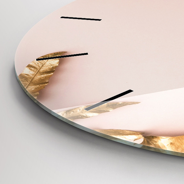 Okrúhle hodiny Zlaté tropické listy