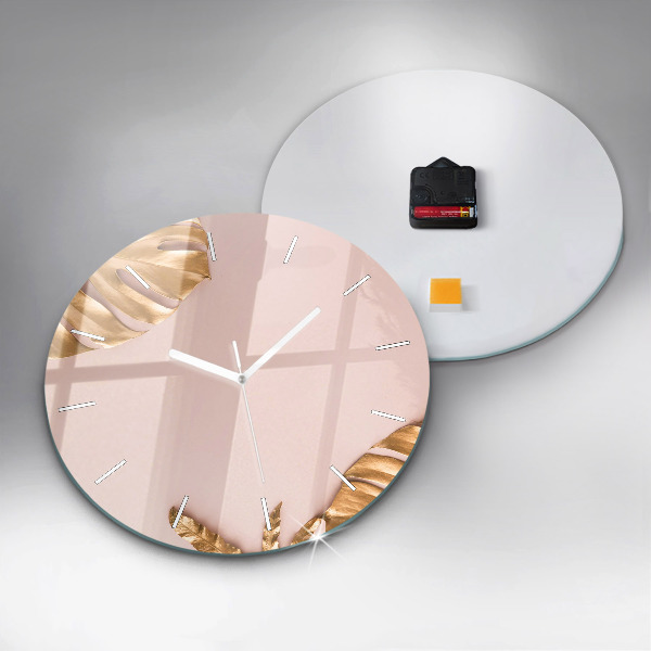 Okrúhle hodiny Zlaté tropické listy