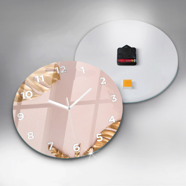 Okrúhle hodiny Zlaté tropické listy