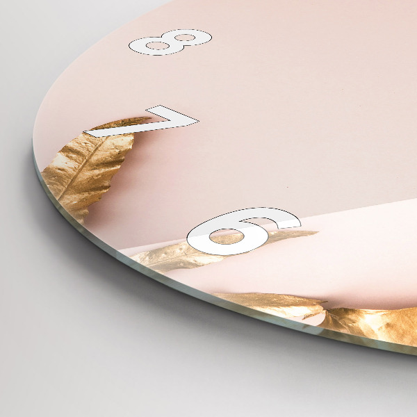 Okrúhle hodiny Zlaté tropické listy