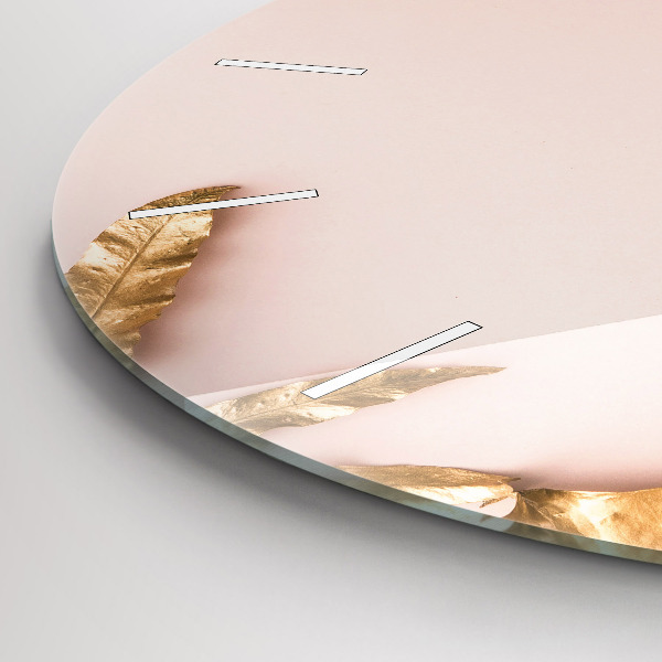 Okrúhle hodiny Zlaté tropické listy