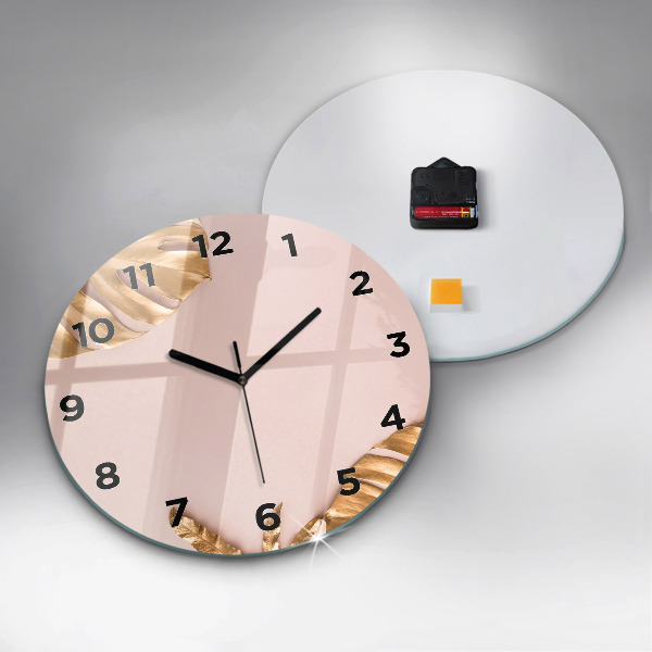 Okrúhle hodiny Zlaté tropické listy