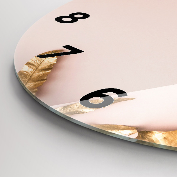 Okrúhle hodiny Zlaté tropické listy