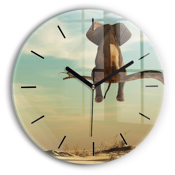 Okrúhle hodiny Slon na strome