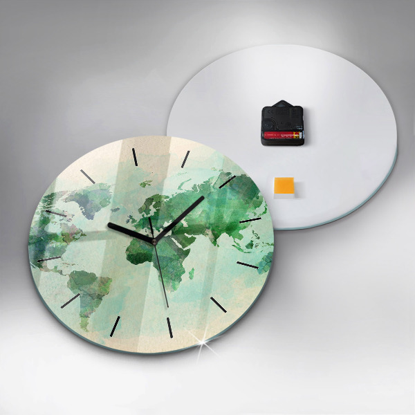 Okrúhle hodiny Akvarelová mapa sveta