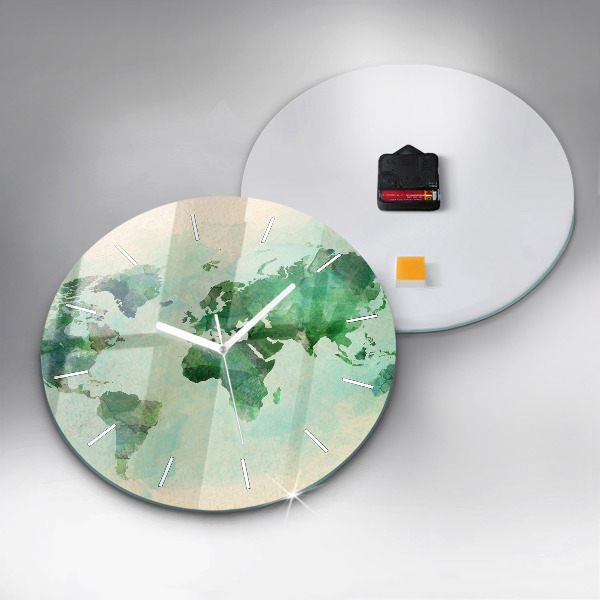 Okrúhle hodiny Akvarelová mapa sveta