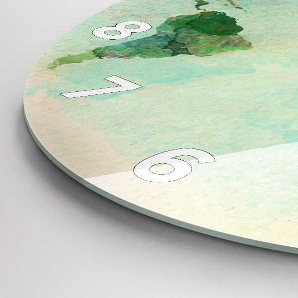 Okrúhle hodiny Akvarelová mapa sveta