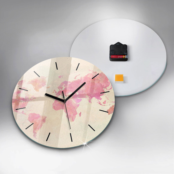 Okrúhle hodiny Akvarelová mapa sveta