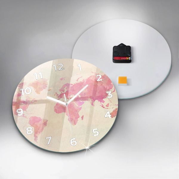 Okrúhle hodiny Akvarelová mapa sveta