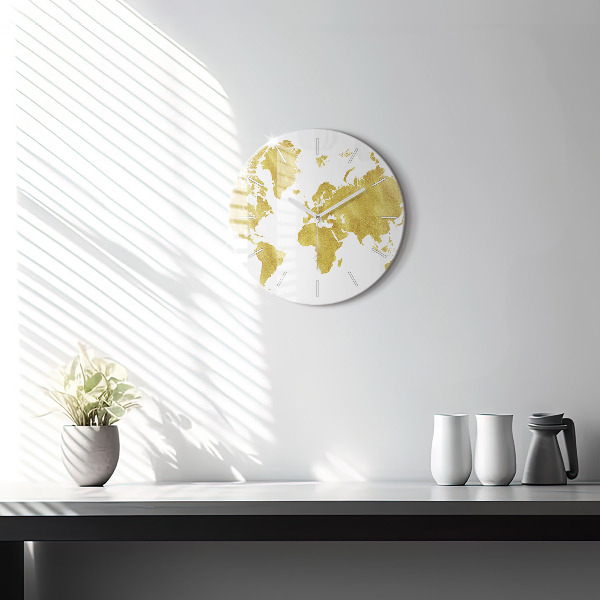 Okrúhle hodiny Zlatá mapa sveta