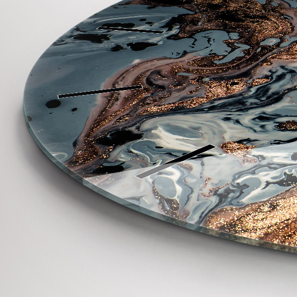 Okrúhle hodiny Mramorová zlatá abstrakcia