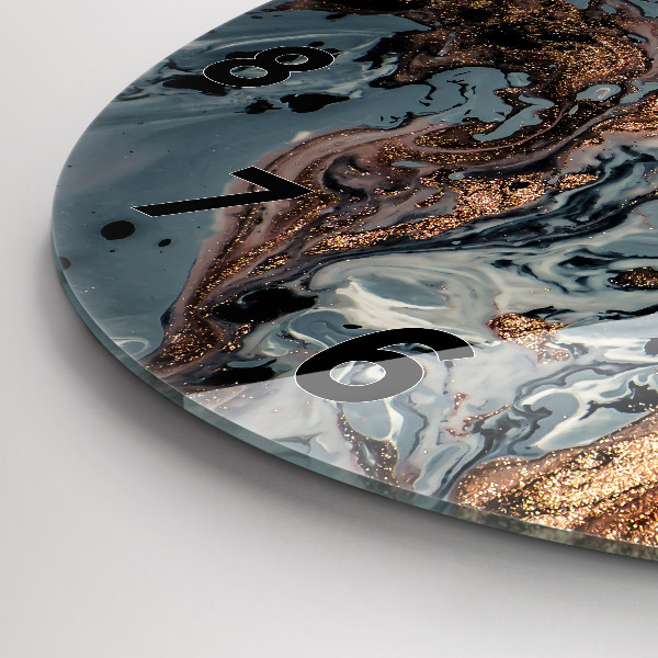 Okrúhle hodiny Mramorová zlatá abstrakcia