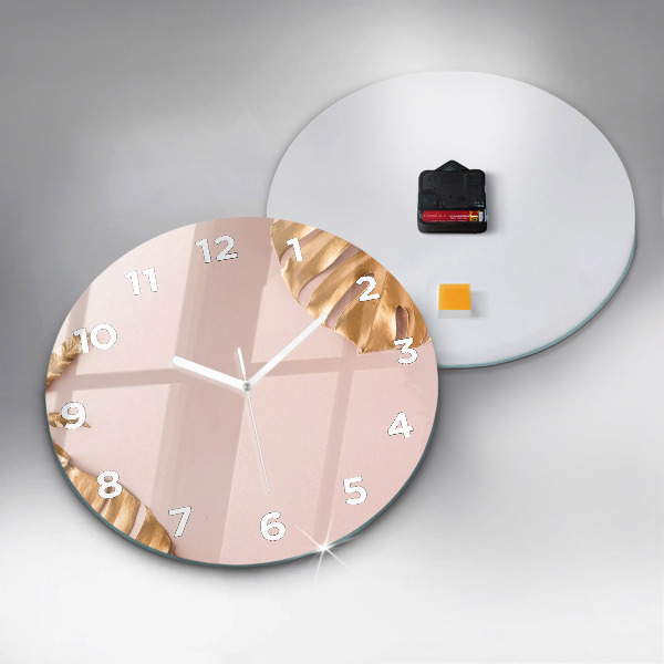 Okrúhle hodiny Zlaté tropické listy