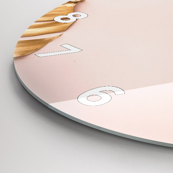 Okrúhle hodiny Zlaté tropické listy