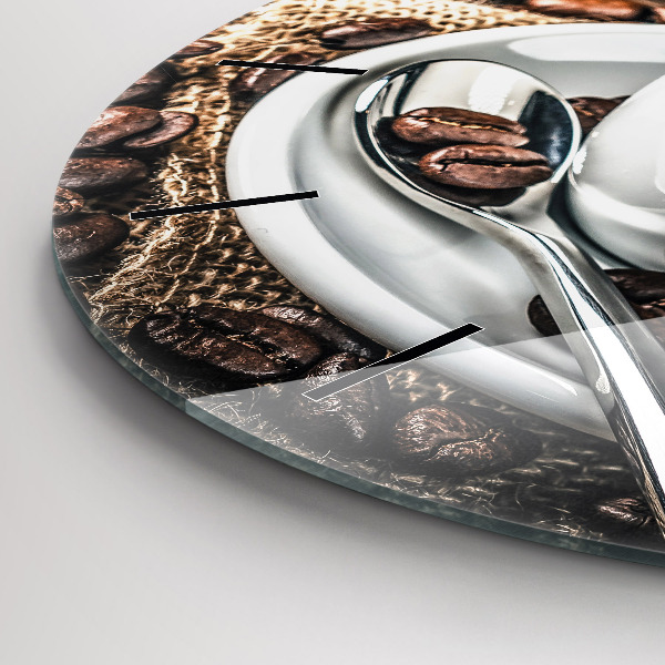 Okrúhle hodiny Šálka a kávové zrná