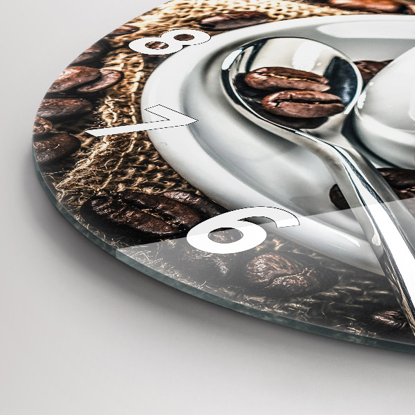 Okrúhle hodiny Šálka a kávové zrná