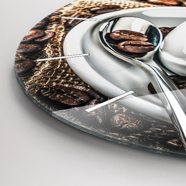 Okrúhle hodiny Šálka a kávové zrná