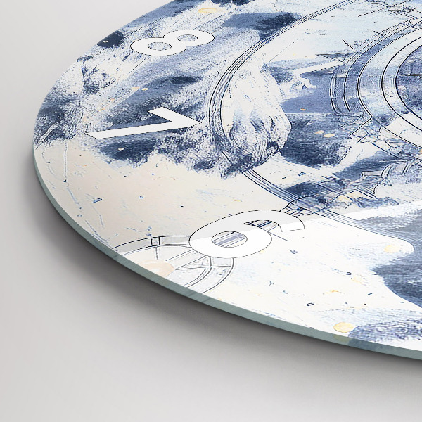 Okrúhle hodiny Modré kresby