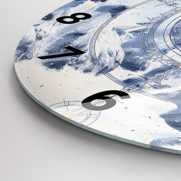 Okrúhle hodiny Modré kresby