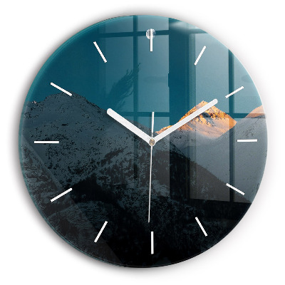 Okrúhle hodiny Západ slnka v horách