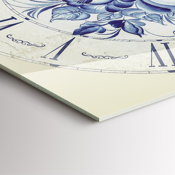 Štvorcové nástenné hodiny Modré kvety