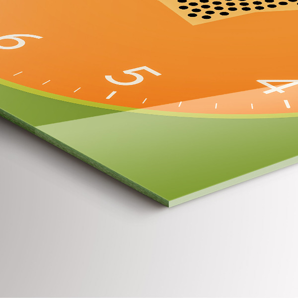 Štvorcové nástenné hodiny Papája ovocie