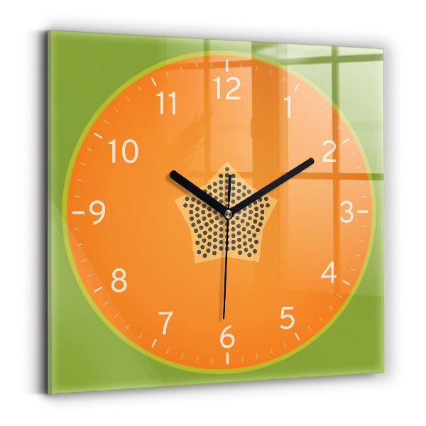 Štvorcové nástenné hodiny Papája ovocie