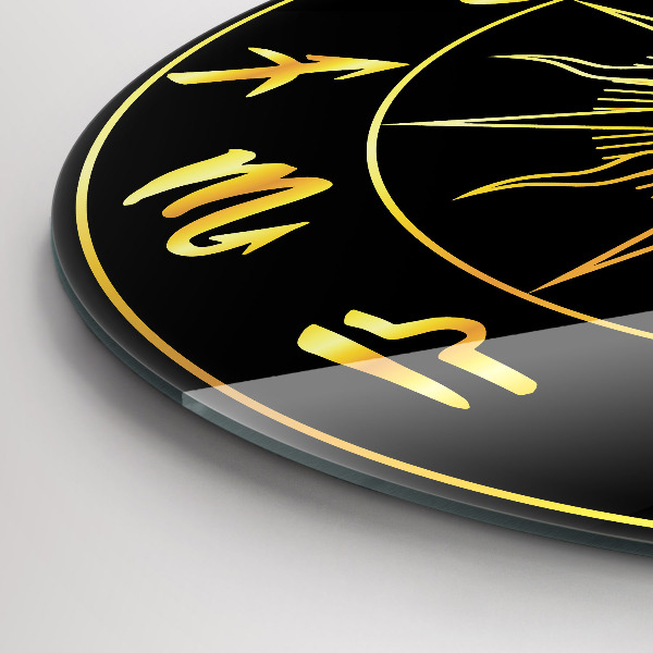 Okrúhle sklenené hodiny Zlaté znamenia zverokruhu