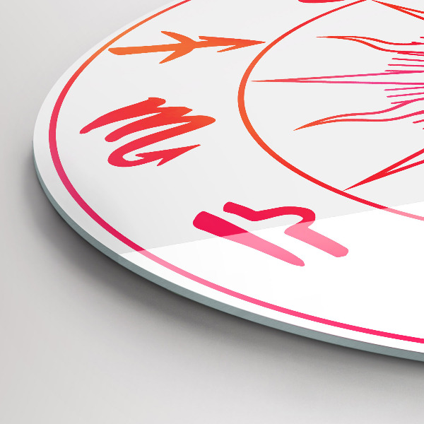 Okrúhle sklenené hodiny Farebné znamenia zverokruhu