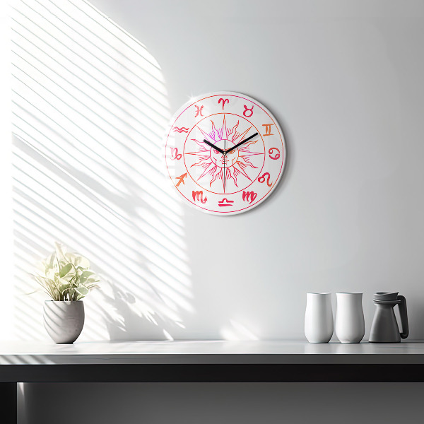 Okrúhle sklenené hodiny Farebné znamenia zverokruhu