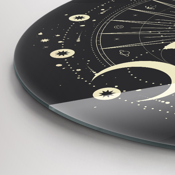 Okrúhle sklenené hodiny Mesiace a slnko