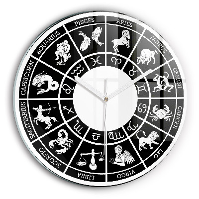 Okrúhle sklenené hodiny Zodiacal