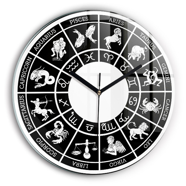Okrúhle sklenené hodiny Zodiacal